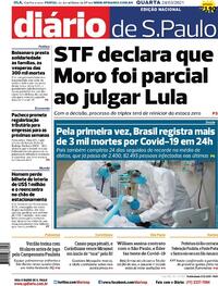 Capa do jornal Diário de São Paulo 24/03/2021