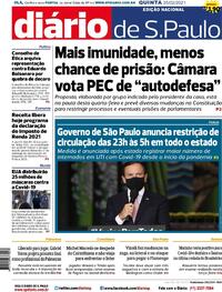 Capa do jornal Diário de São Paulo 25/02/2021