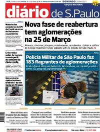 Capa do jornal Diário de São Paulo 25/04/2021
