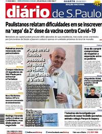 Capa do jornal Diário de São Paulo 25/08/2021