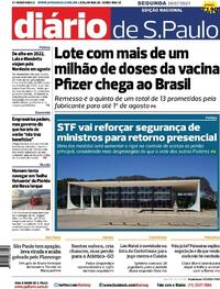 Capa do jornal Diário de São Paulo 26/07/2021