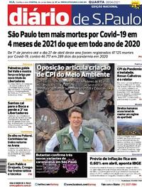 Capa do jornal Diário de São Paulo 28/04/2021