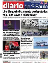 Capa do jornal Diário de São Paulo 28/10/2021