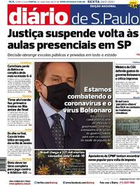 Capa do jornal Diário de São Paulo 29/01/2021