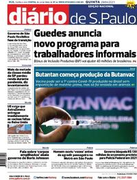 Capa do jornal Diário de São Paulo 29/04/2021