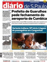 Capa do jornal Diário de São Paulo 29/05/2021