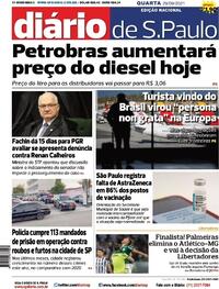 Capa do jornal Diário de São Paulo 29/09/2021