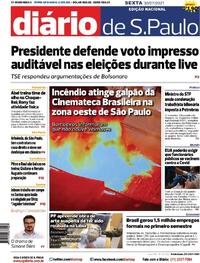 Capa do jornal Diário de São Paulo 30/07/2021