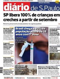Capa do jornal Diário de São Paulo 30/08/2021