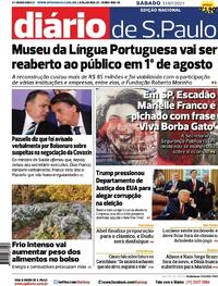 Capa do jornal Diário de São Paulo 31/07/2021