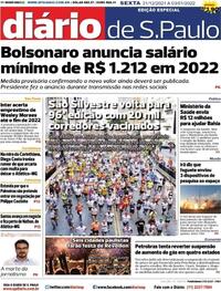 Capa do jornal Diário de São Paulo 31/12/2021