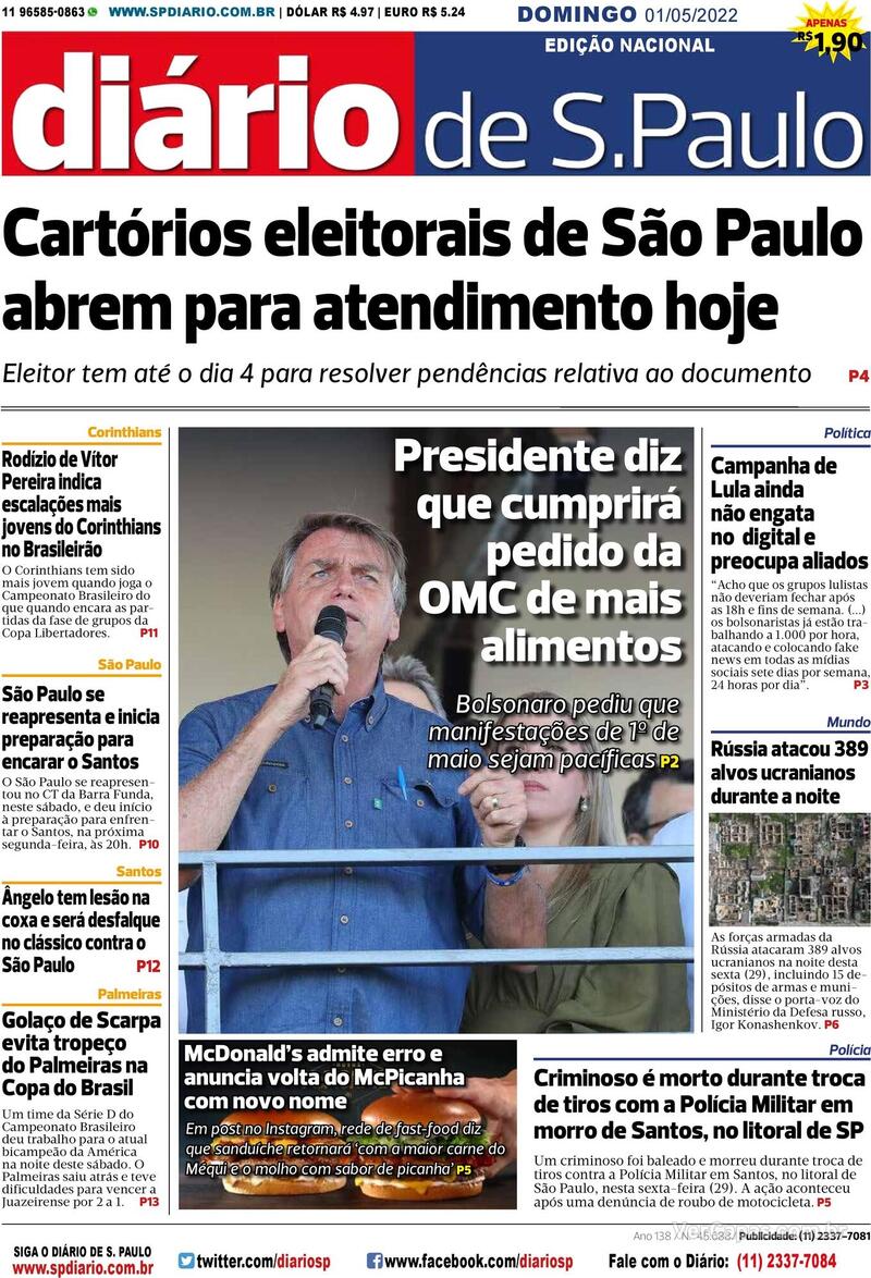 Capa Diário De São Paulo Sexta 5 De Fevereiro De 2021