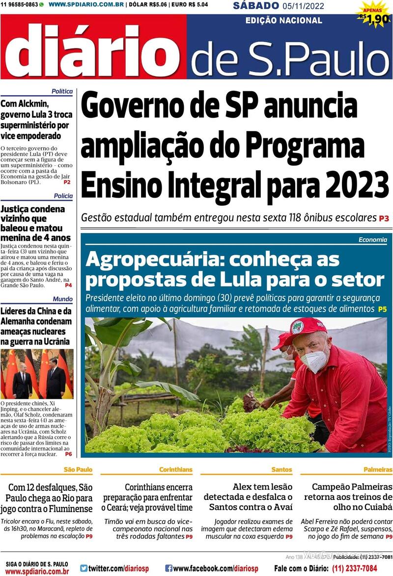 Capa Diário De São Paulo Quinta 29 De Setembro De 2022