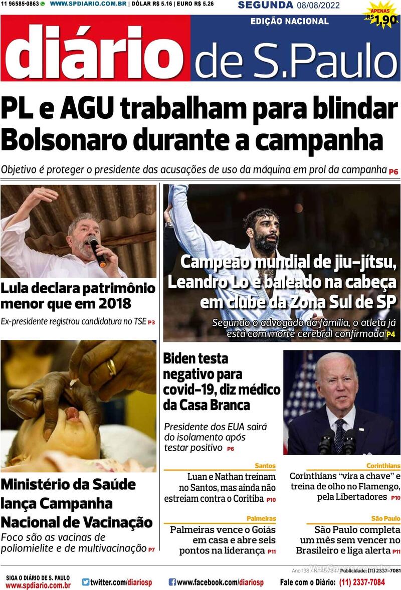 Capa Diário De São Paulo Sexta 2 De Julho De 2021