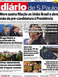 Capa do jornal Diário de São Paulo 01/04/2022