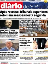 Capa do jornal Diário de São Paulo 01/08/2022