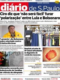 Capa do jornal Diário de São Paulo 03/09/2022