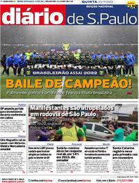 Capa do jornal Diário de São Paulo 03/11/2022