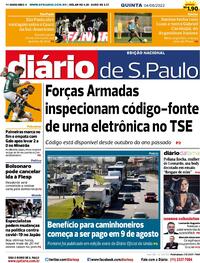 Capa do jornal Diário de São Paulo 04/08/2022
