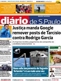 Capa do jornal Diário de São Paulo 04/09/2022