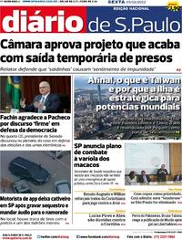 Capa do jornal Diário de São Paulo 06/08/2022