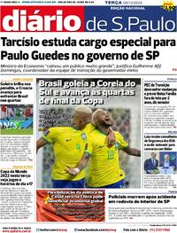 Capa do jornal Diário de São Paulo 06/12/2022