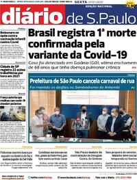 Capa do jornal Diário de São Paulo 07/01/2022