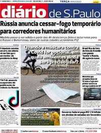 Capa do jornal Diário de São Paulo 08/03/2022