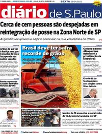 Capa do jornal Diário de São Paulo 08/04/2022