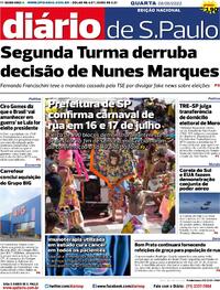 Capa do jornal Diário de São Paulo 08/06/2022