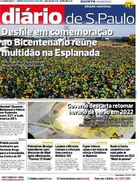 Capa do jornal Diário de São Paulo 08/09/2022