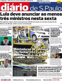 Capa do jornal Diário de São Paulo 09/12/2022