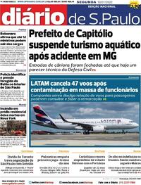 Capa do jornal Diário de São Paulo 10/01/2022