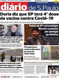 Capa do jornal Diário de São Paulo 10/02/2022
