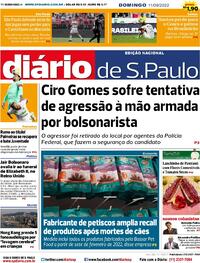 Capa do jornal Diário de São Paulo 11/09/2022