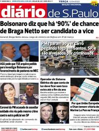 Capa do jornal Diário de São Paulo 12/04/2022