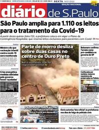 Capa do jornal Diário de São Paulo 14/01/2022