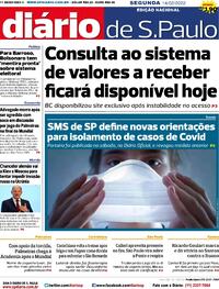 Capa do jornal Diário de São Paulo 14/02/2022