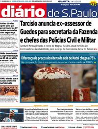 Capa do jornal Diário de São Paulo 14/12/2022