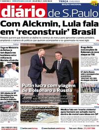 Capa do jornal Diário de São Paulo 15/02/2022