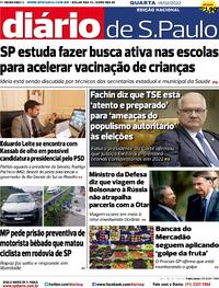 Capa do jornal Diário de São Paulo 16/02/2022