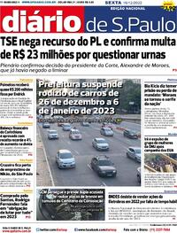 Capa do jornal Diário de São Paulo 16/12/2022