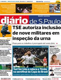Capa do jornal Diário de São Paulo 18/08/2022