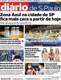 Capa do jornal Diário de São Paulo 20/01/2022