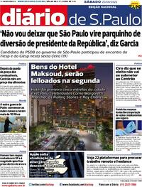 Capa do jornal Diário de São Paulo 20/08/2022