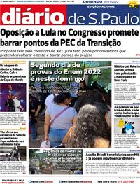Capa do jornal Diário de São Paulo 20/11/2022