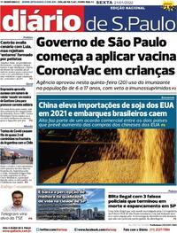 Capa do jornal Diário de São Paulo 21/01/2022