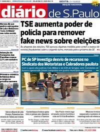 Capa do jornal Diário de São Paulo 21/10/2022