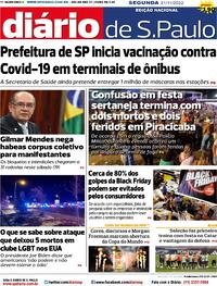 Capa do jornal Diário de São Paulo 21/11/2022