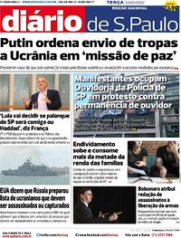 Capa do jornal Diário de São Paulo 22/02/2022